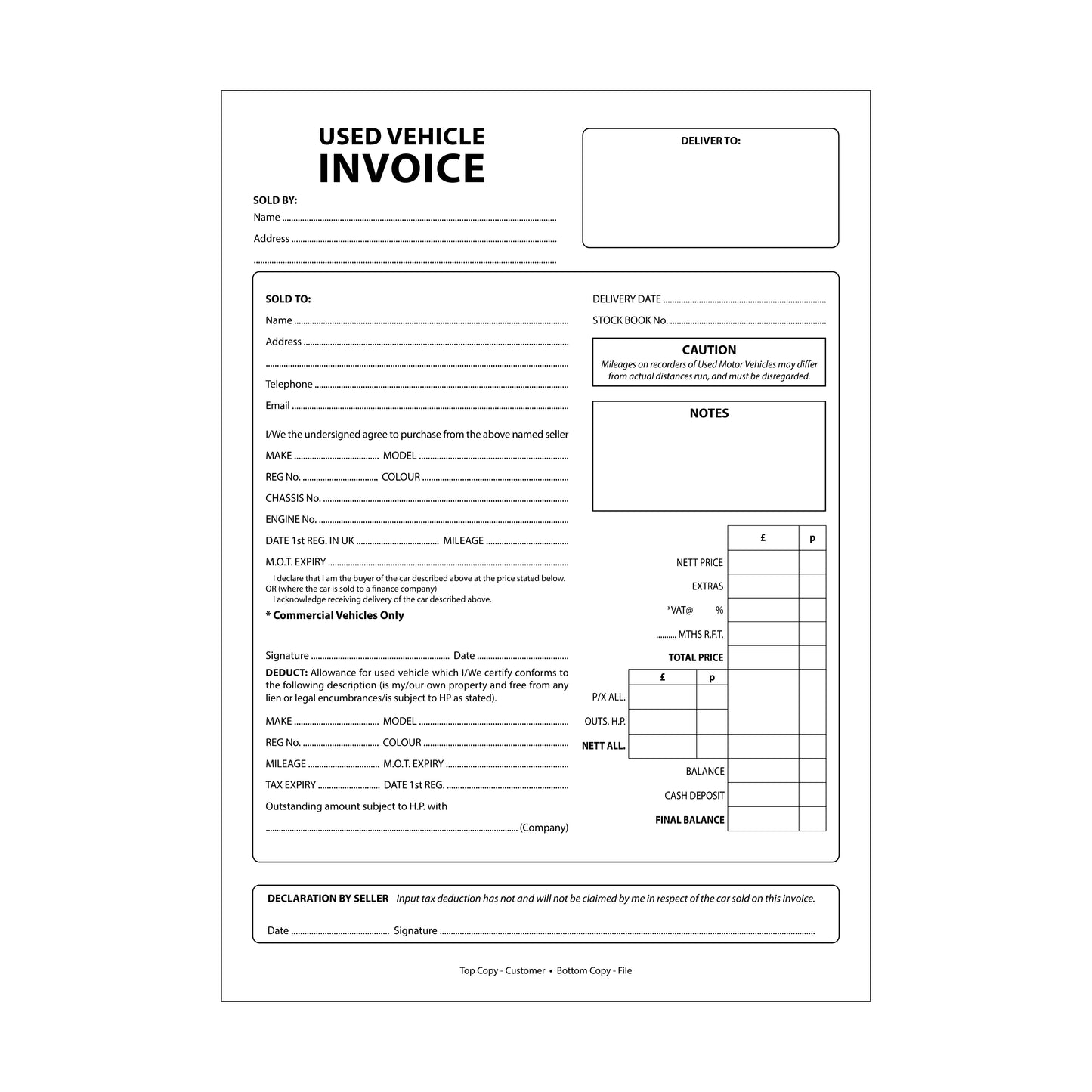 used car invoice