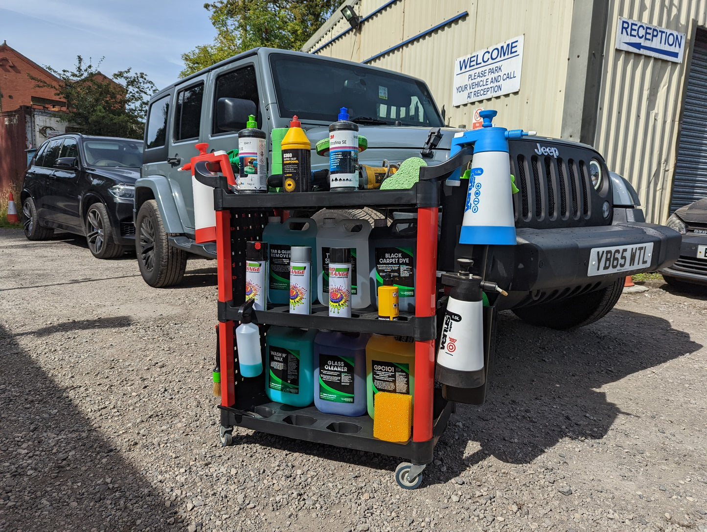 Car Valeting Detailing Trolley In Use