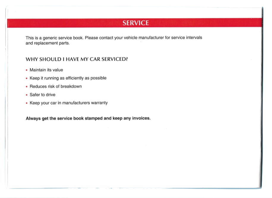 Personalised Service History Books With your LOGO printed | Motor Trade Parts