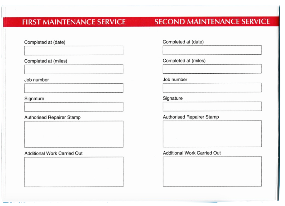 Car Service History Book