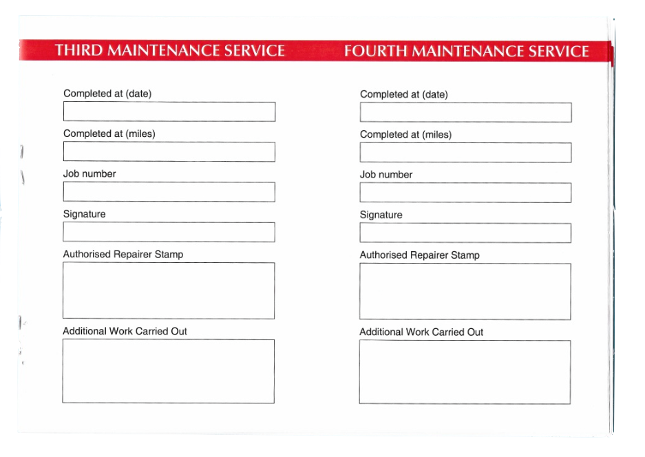 Car Service History Book