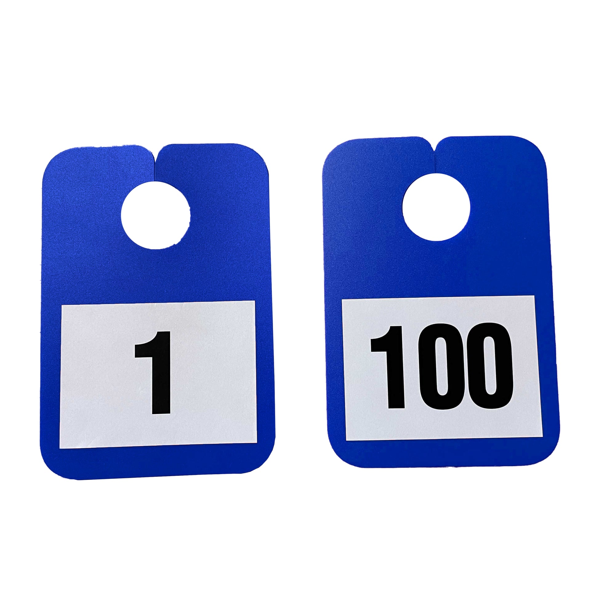 Numbered Mirror Hangers pack of numbers 1 -100 in blue