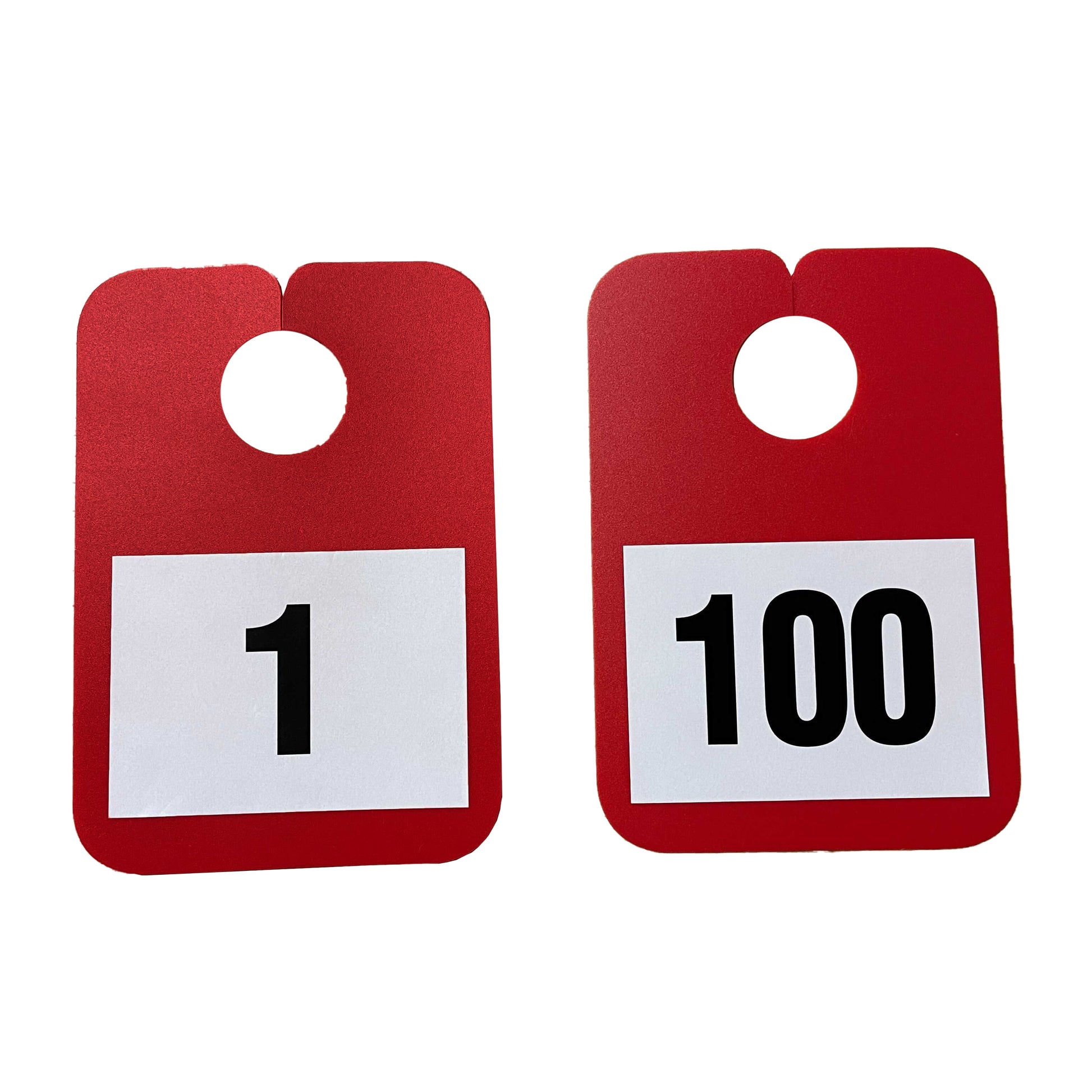 Numbered Mirror Hangers Red Numbers 1 - 100