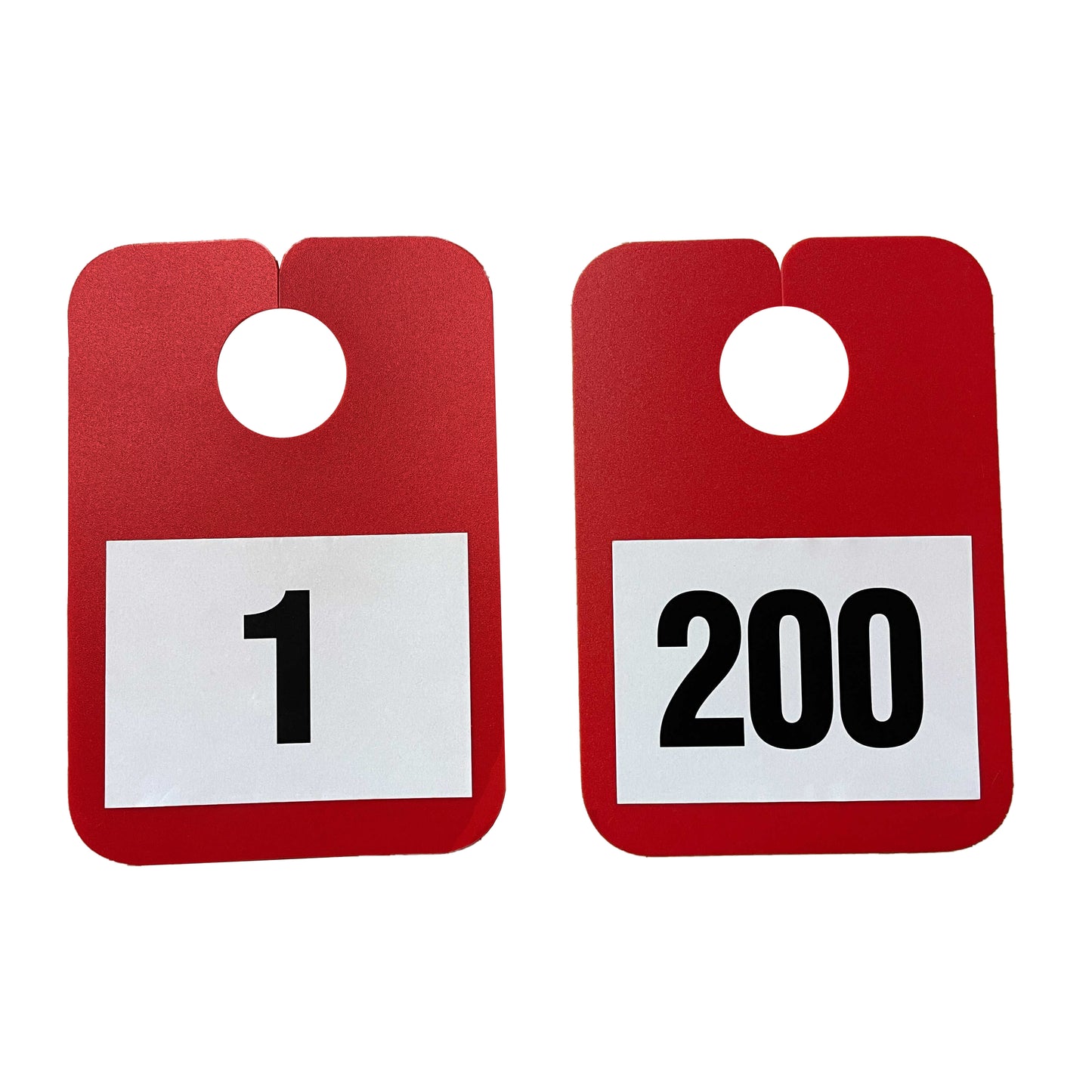 Numbered Mirror Hangers Red Numbers 1 - 200